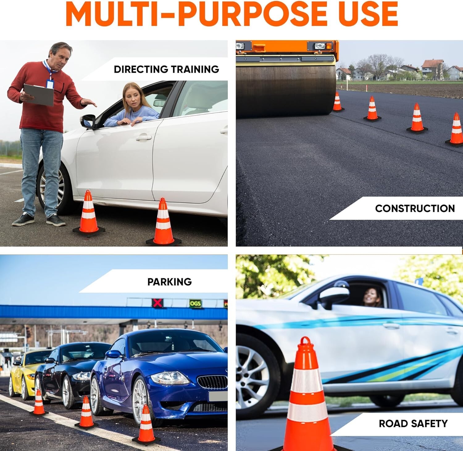 Pyle 18" PVC Cone - 10 Pieces High Visibility Structurally Stable