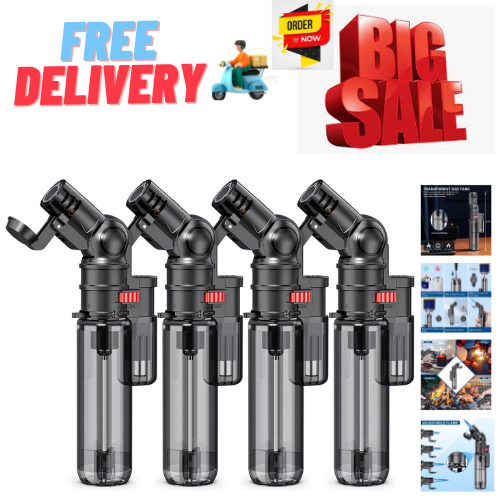 Torch Lighters, 4 Pack, Butane Refillable Torch Lighter, Rotatable Head, Windpro