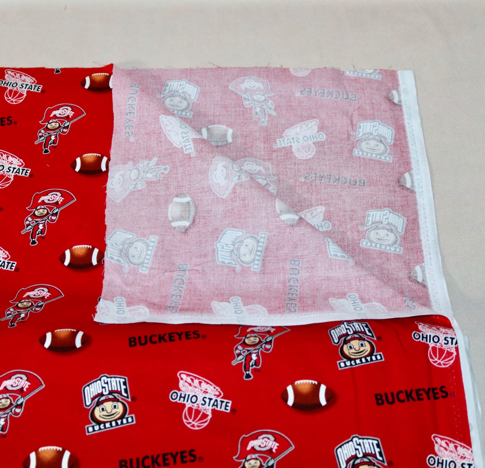 Ohio State Buckeyes ~ Logo Pattern College Cotton Fabric 1/4 Yard 9” X 44”
