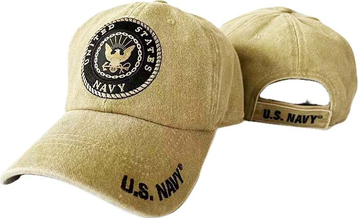 US Navy BIEGE SUBDUED KHAKI Emblem Military HAT CAP LICENSED