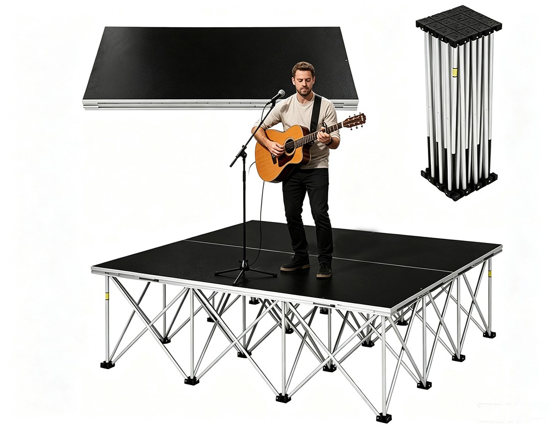 Foldable Small Stage Platform Aluminum with 16" Heights for Band Events Wedding