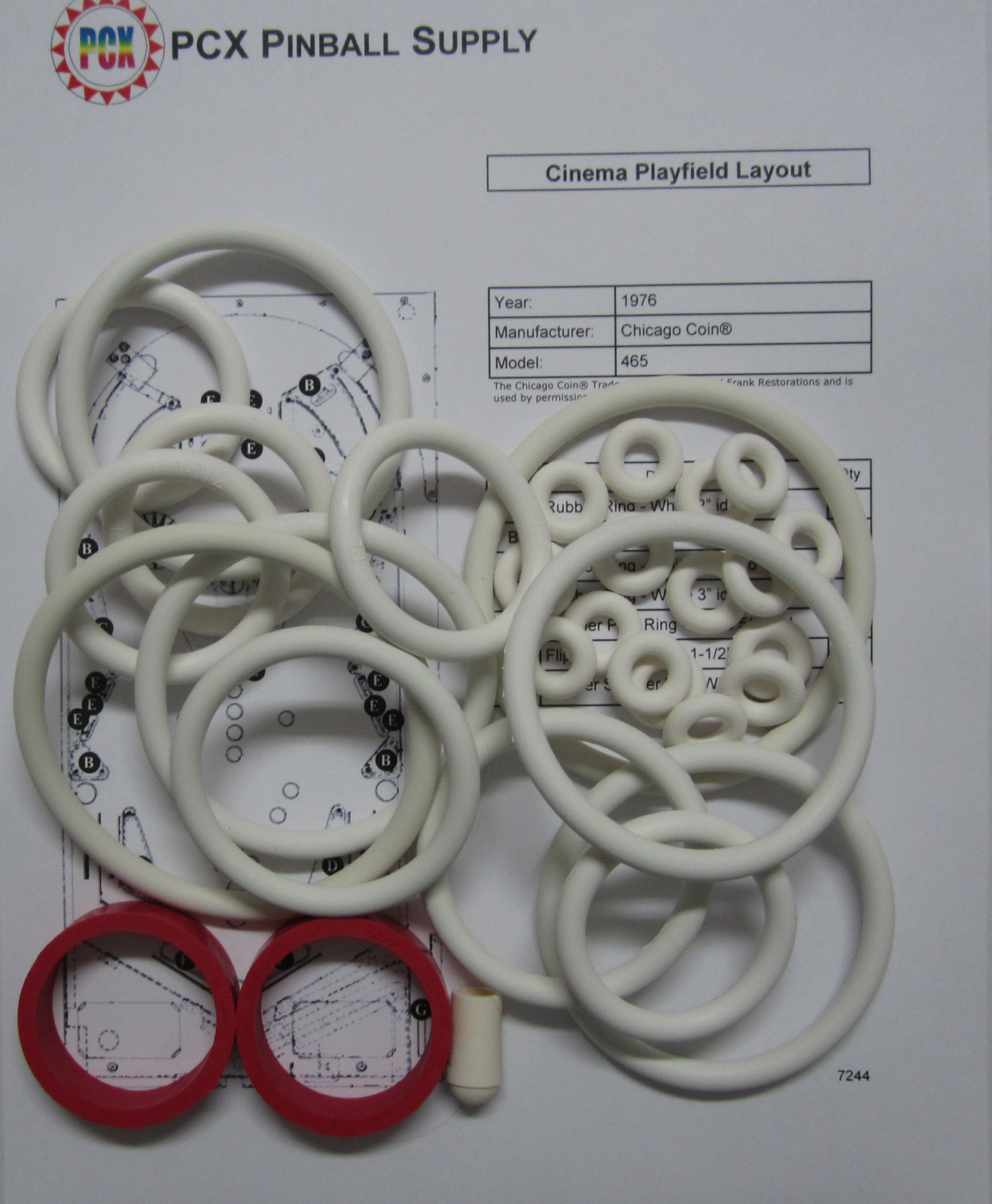 1976 Chicago Coin Cinema Pinball Machine Rubber Ring Kit