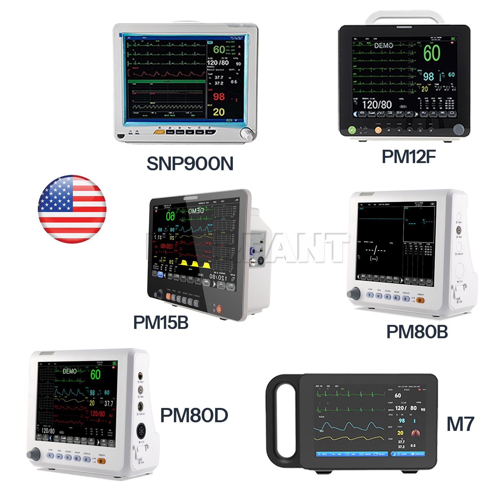 7''/8"/12"/15.6" Patient Monitor ICU CCU Vital Sign ECG NIBP RESP TEMP SPO2 PR
