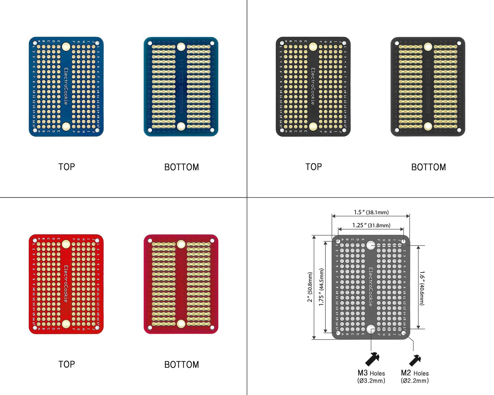 ElectroCookie Solderable Breadboard PCB Board for Electronics Projects Compat...