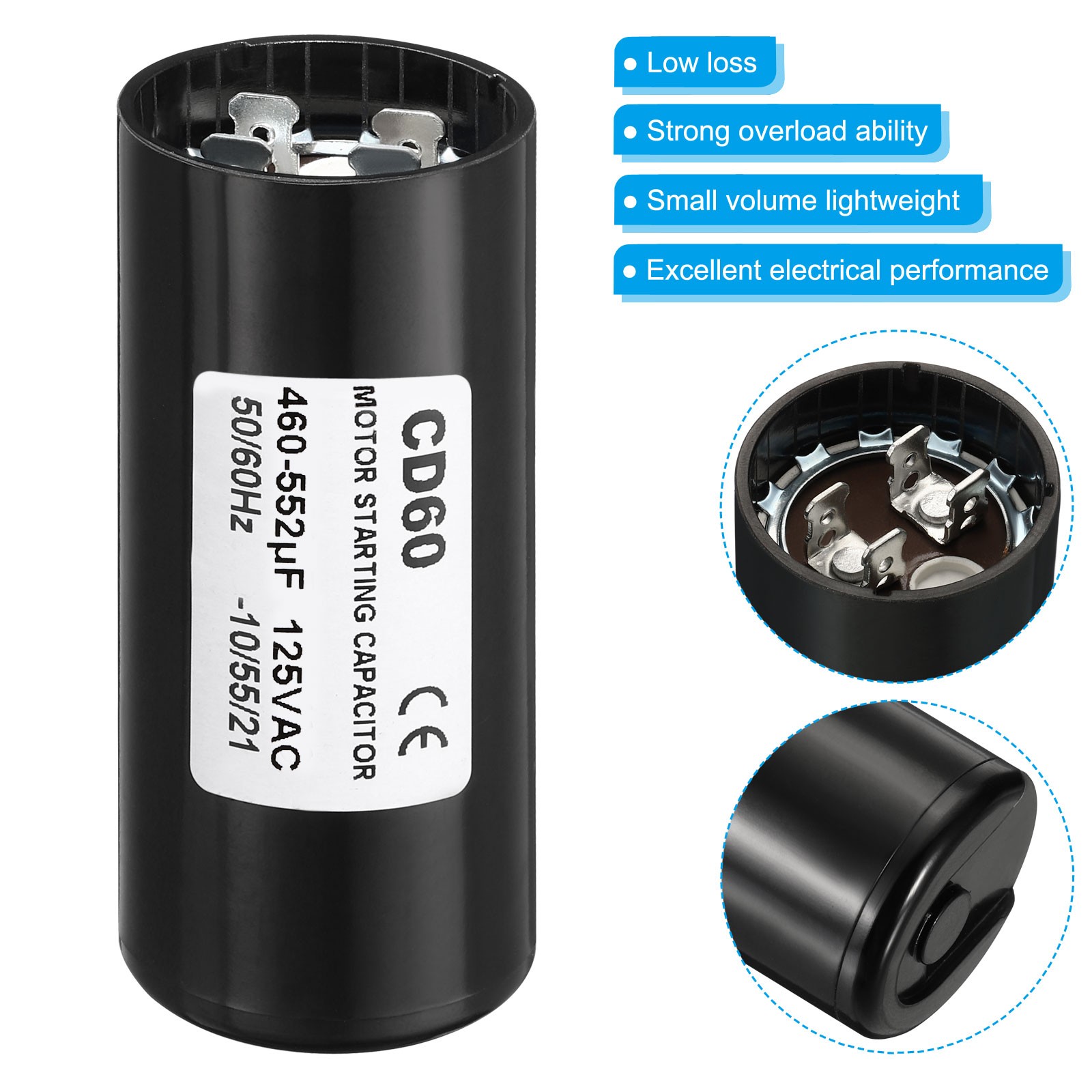 2 PCS 460-552uF/Mfd 125V 50/60Hz CD60 Run Capacitor for Electric Motor Start