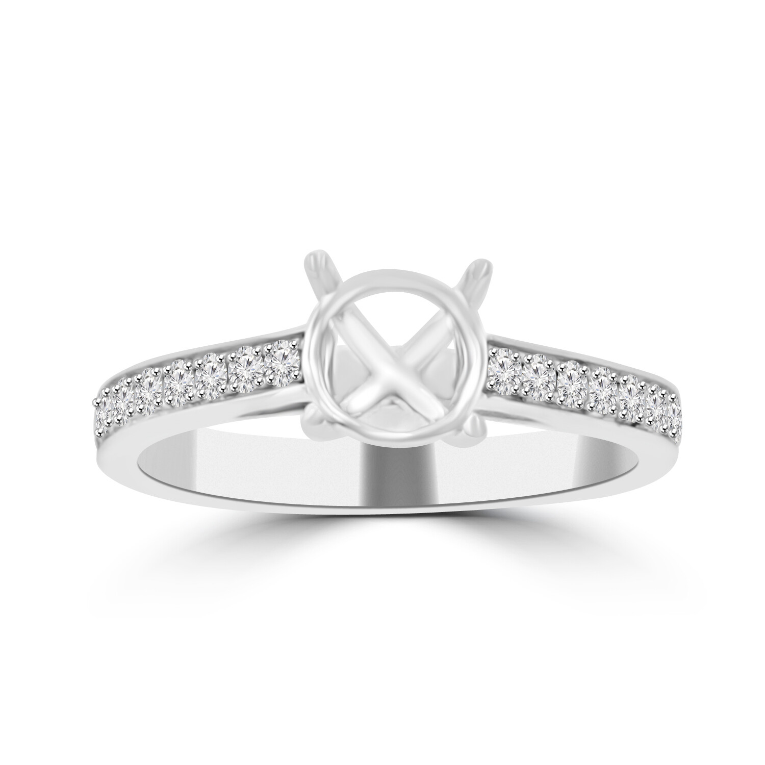 0.30 Ct Ladies Round Cut Diamond Semi Mounting Engagement Ring 14 kt Gold