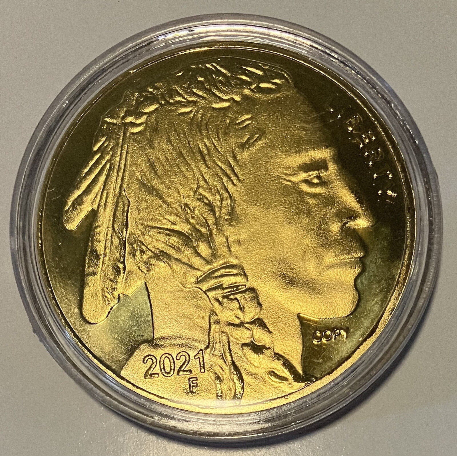 Buffalo Nickel Collectors Challenge Coin- Mixed Metals-gold Color-75% bigger