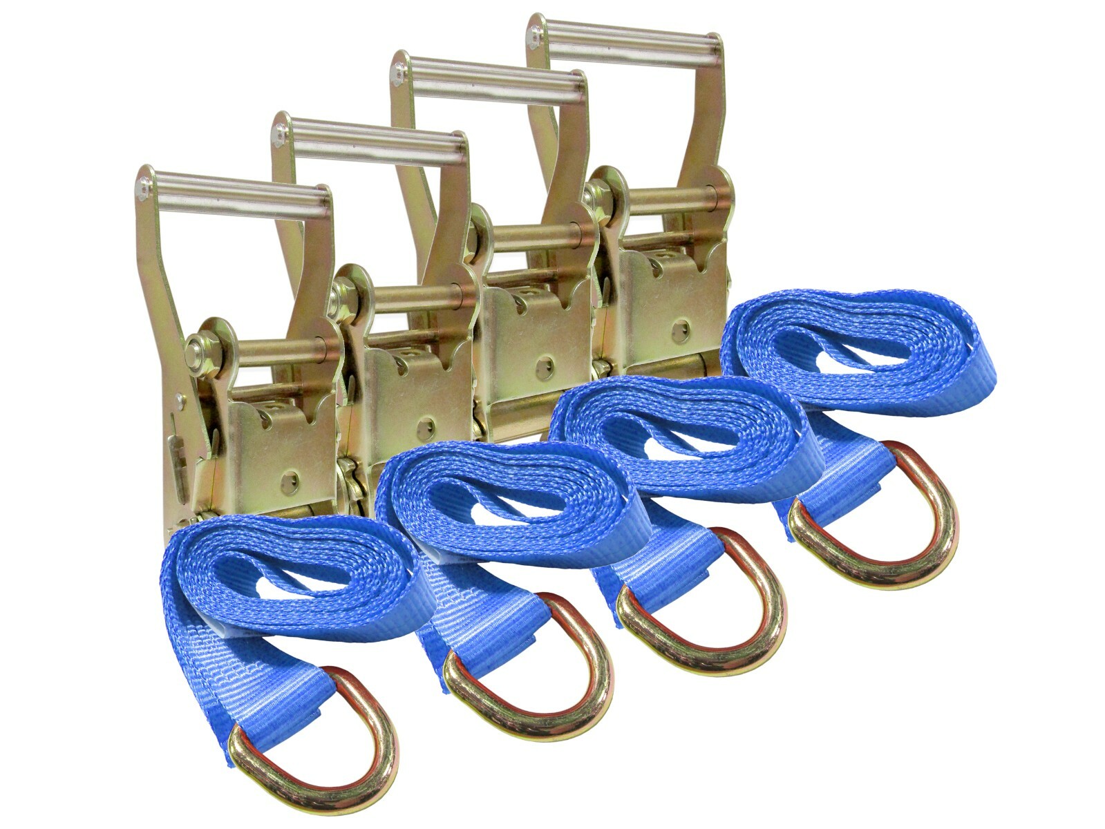 4 pack - 2" x 8' ft Lasso Tie Down Strap D-Ring w/ Ratchet Included Trailer ATV