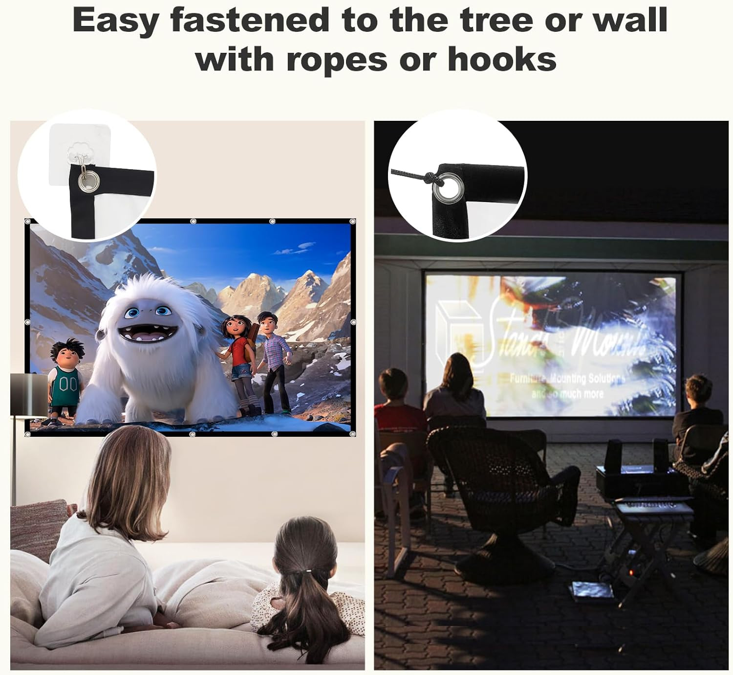 Projector Screen 200 Inch, Large 4K HD 16:9 Foldable Portable