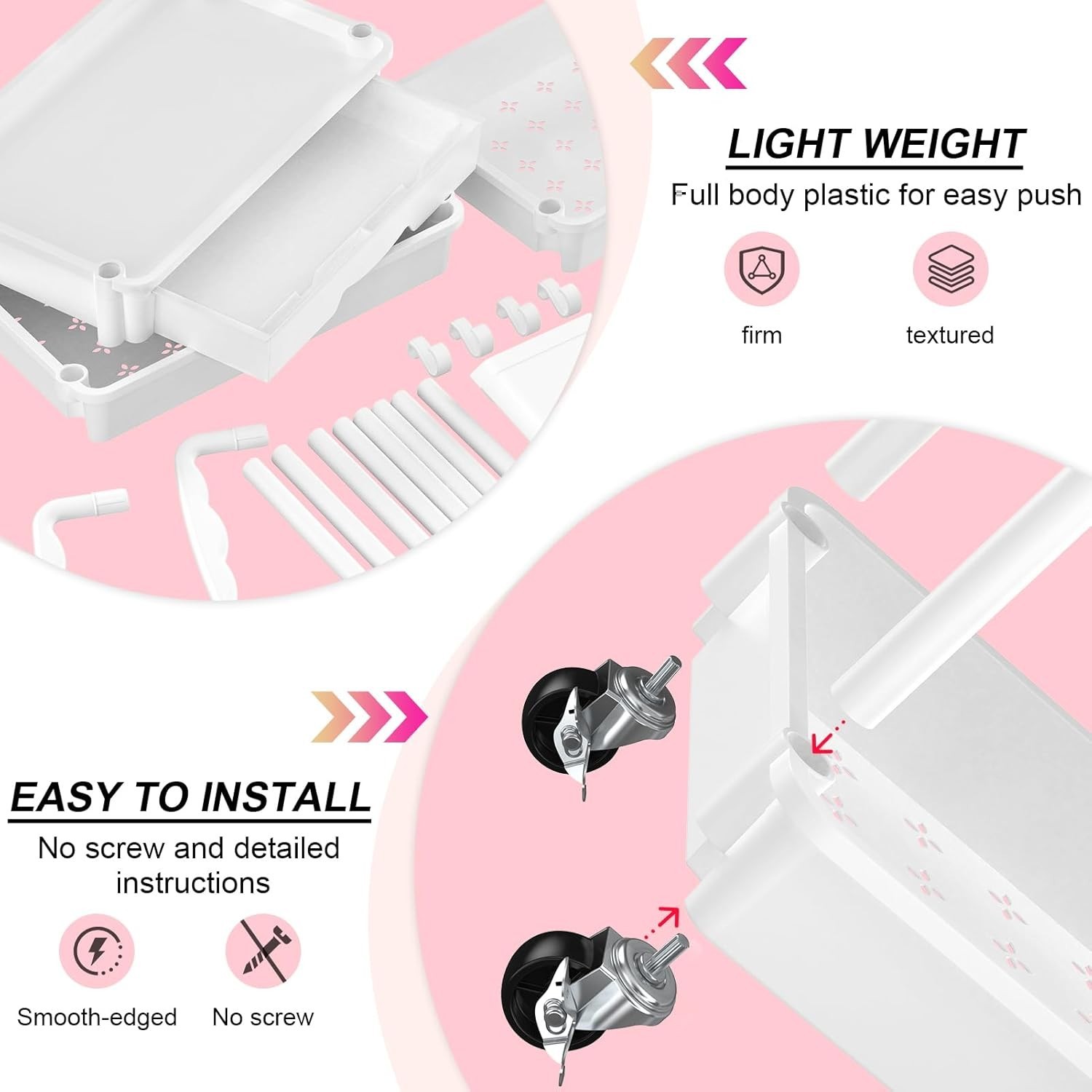 Maximize Storage: 3-Tier Rolling Organizer Cart with Dustproof Drawer & Wheels