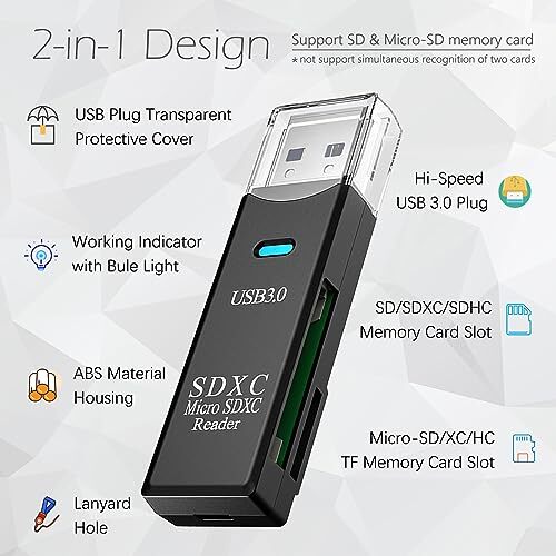 USB 3.0 SD Card Reader for PC Micro SD Card to USB Adapter for Camera Memory Cam