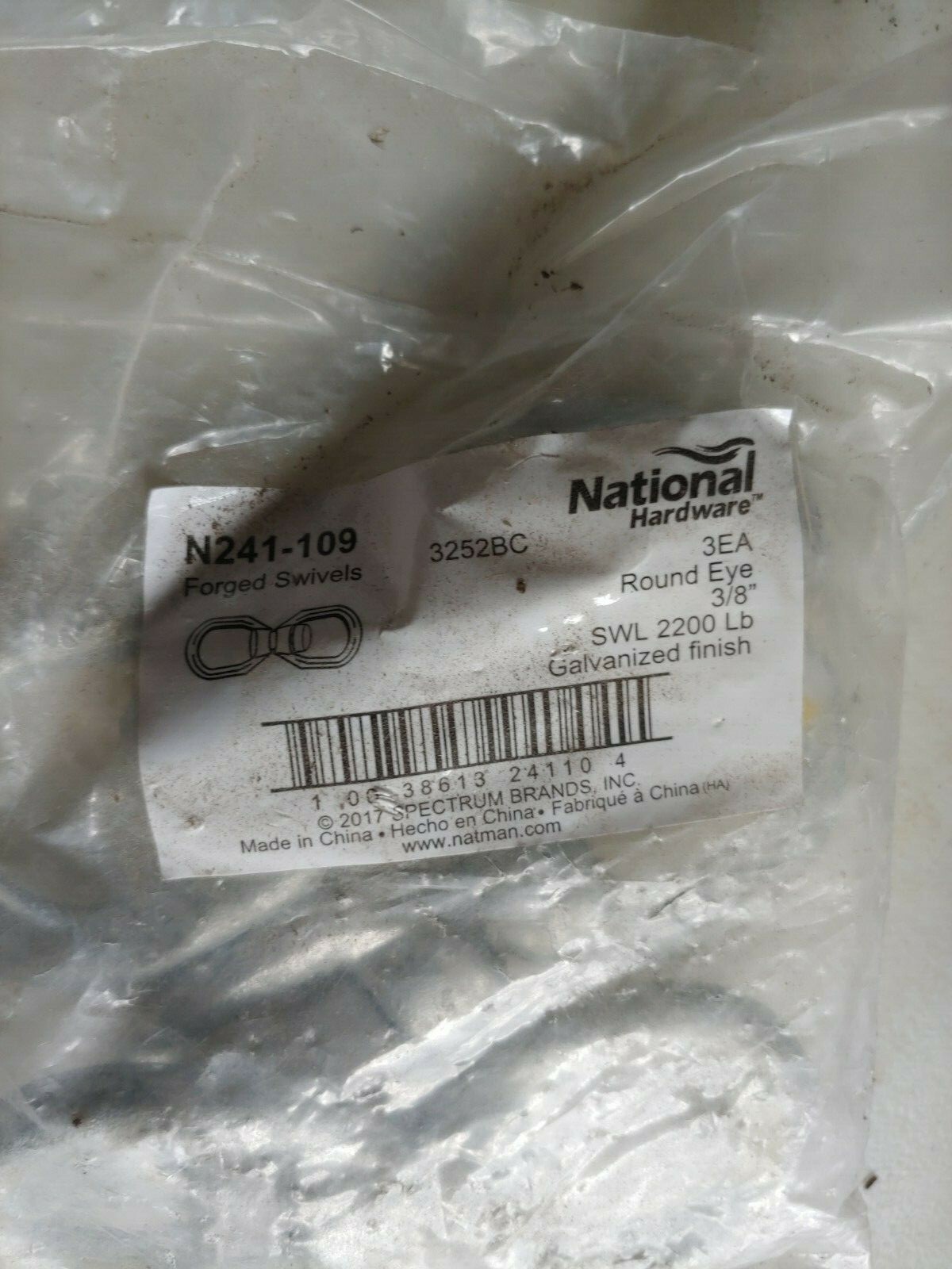 National #N241-109 3/8" Swivel Open Round Link,No N241-109, National Mfg Co RB5B