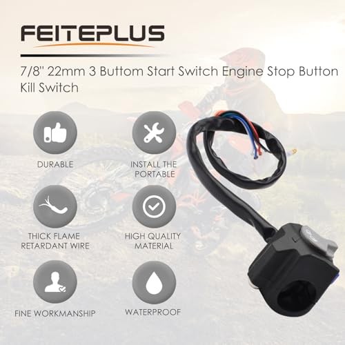 7/8" Motorcycle Handlebar Left Horn Switch High Low Beam Kill Switch Engine
