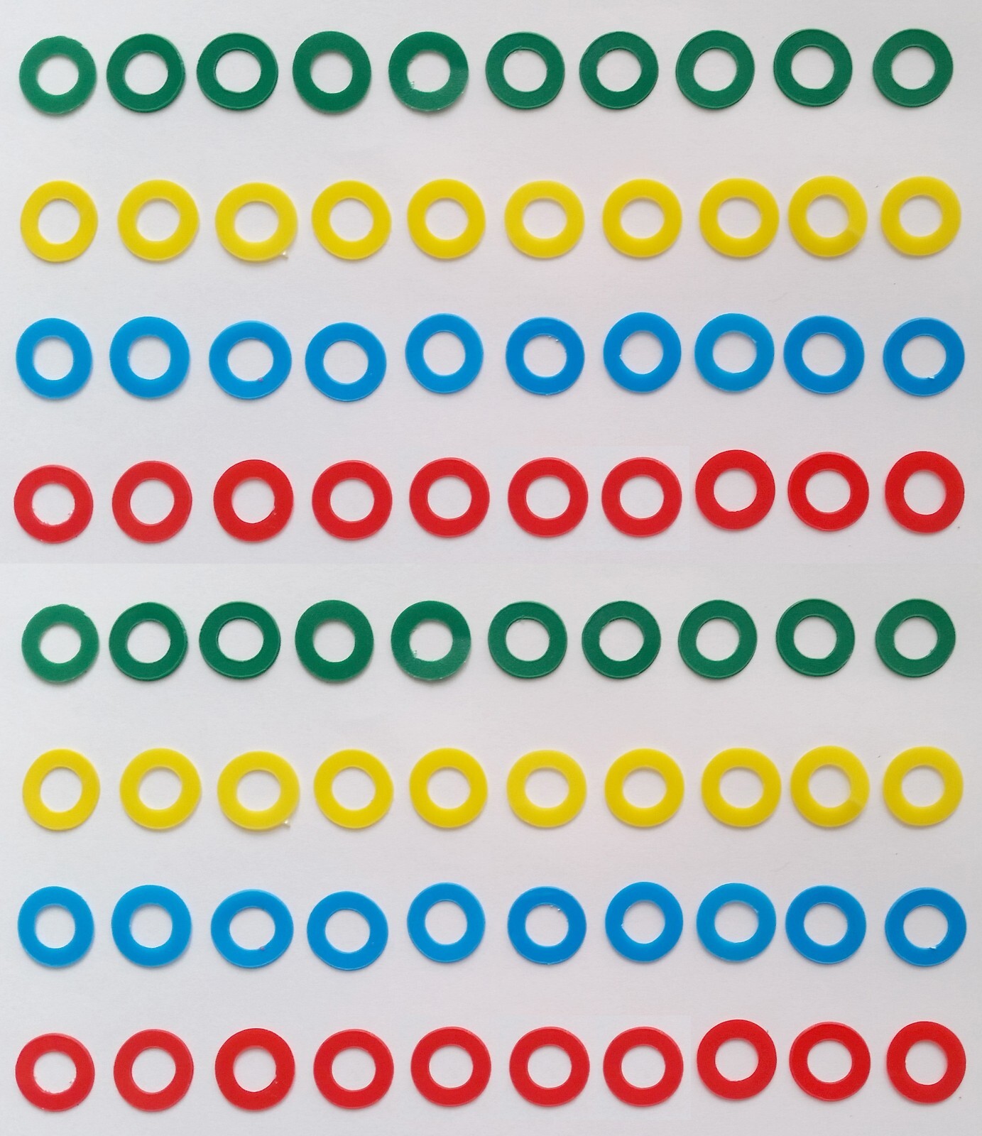 Poly Nylon Washers, 80 X All Purpose, 1" - 1.25 Di  Size, Thin colorful washers.
