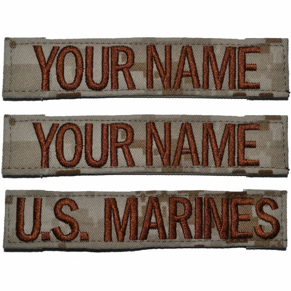 Custom 3 Piece Name Tape Set w/ Hook Fastener Backing - Desert Marpat