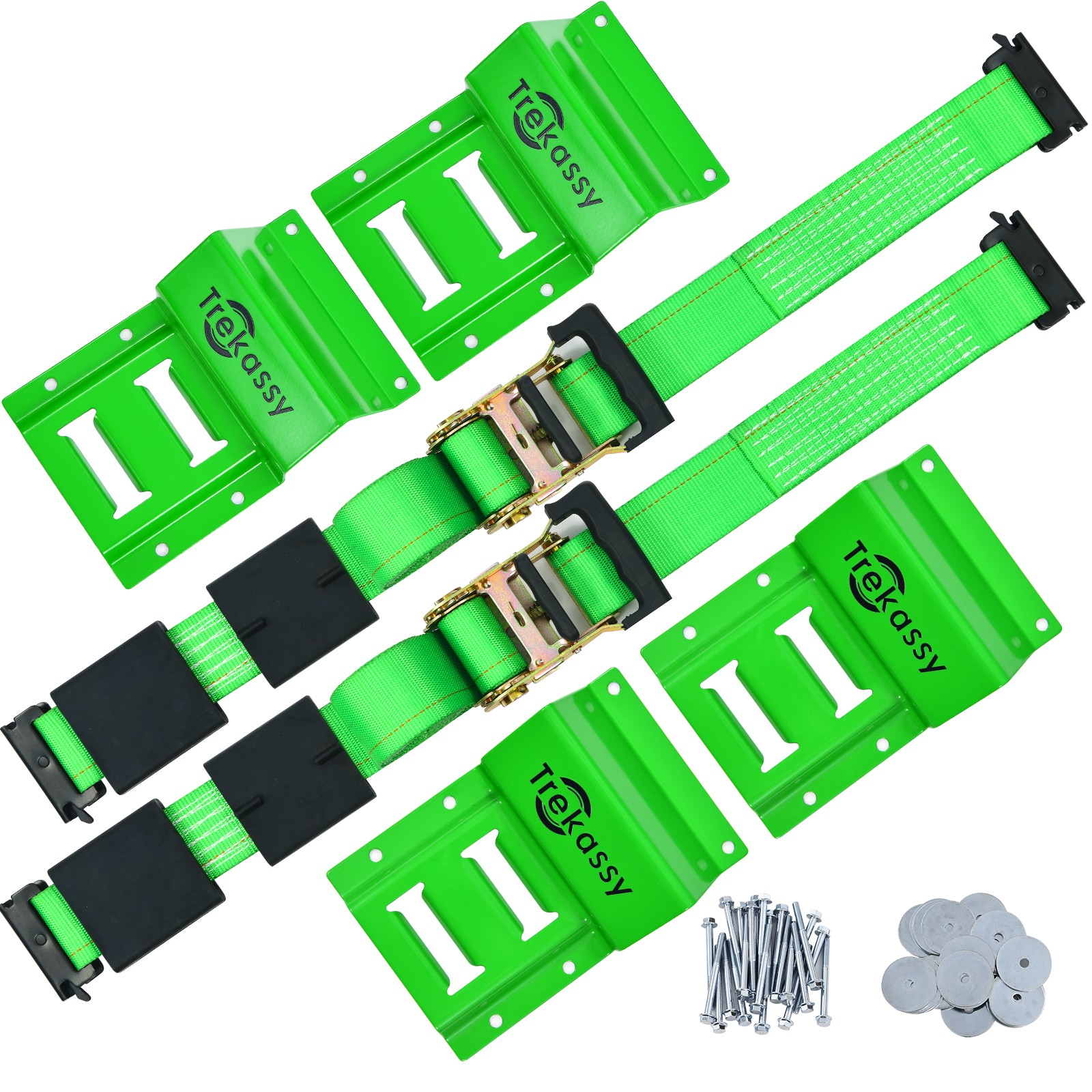 Etrack ATV UTV Wheel Chock Trailer Tire Strap Kit Tie Down Straps Towing System