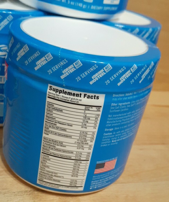 3 PACK: BIOSTEEL BLUE RASPBERRY HYDRATION MIX 20 SERVINGS NSF ELECTROLYTES 5oz