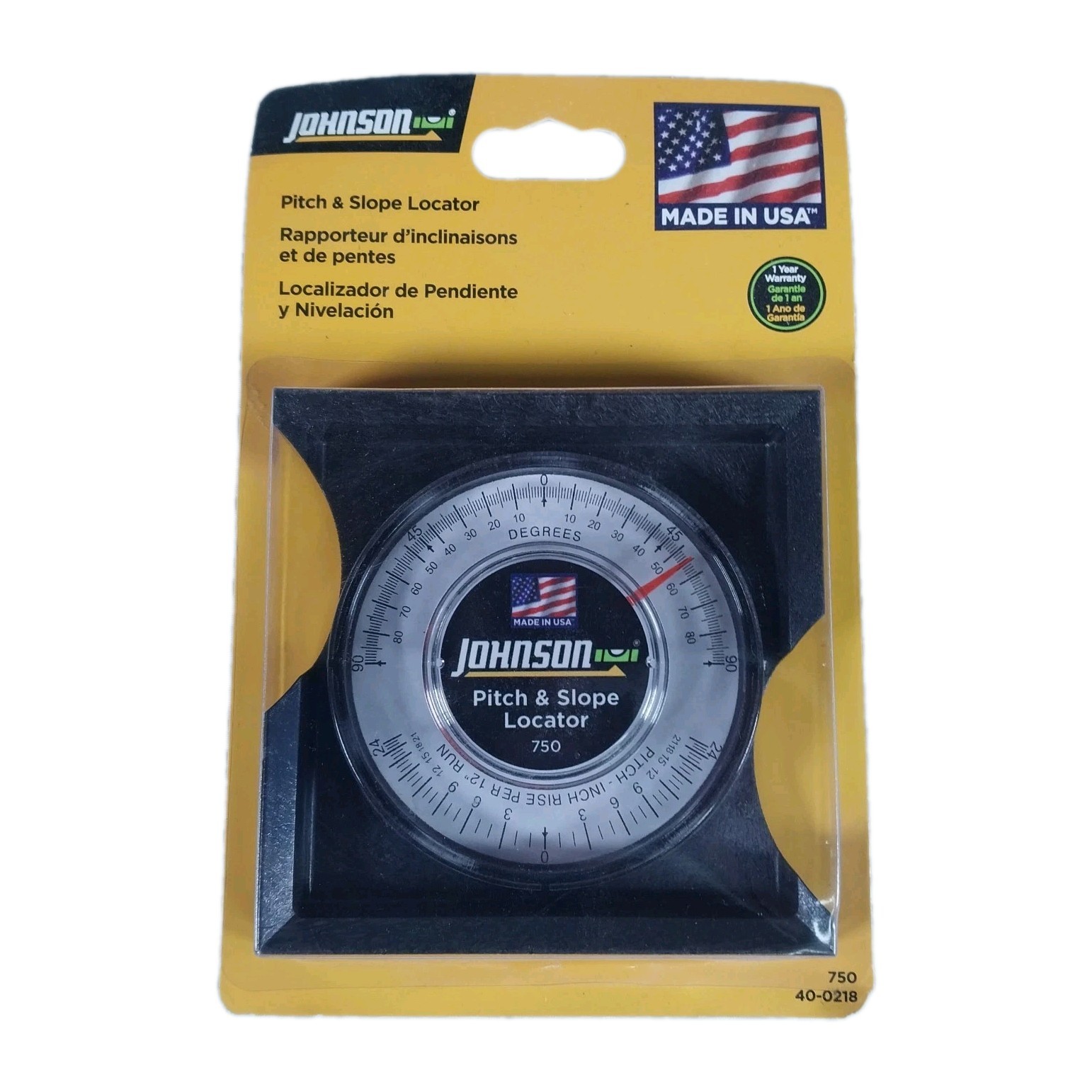 Johnson Level & Tool Black Pitch & Slope Locator Made in USA NEW