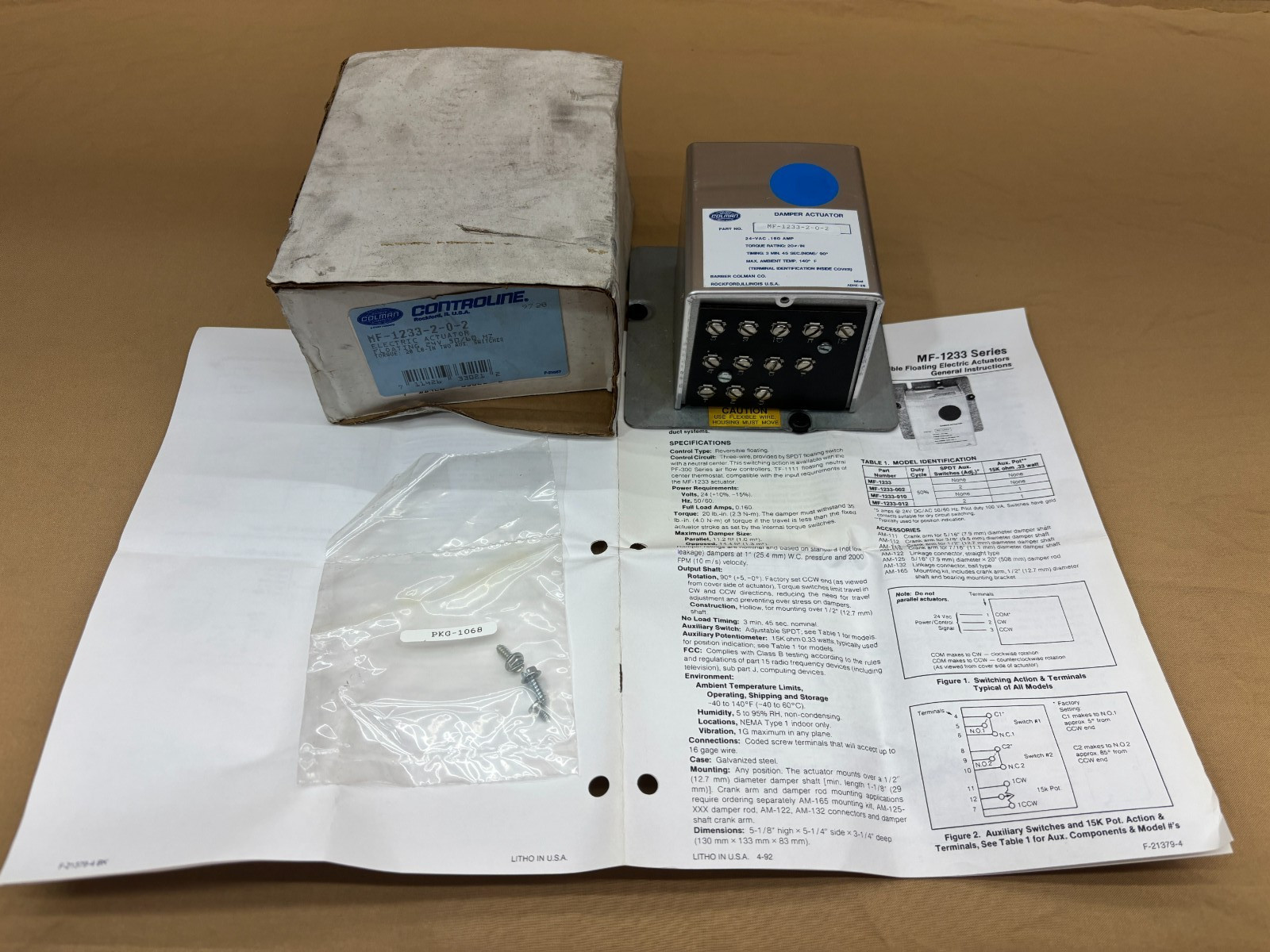Barber Colman MF-1233-2-0-2 Electric Actuator Floating MF-1233 Series HVAC Part