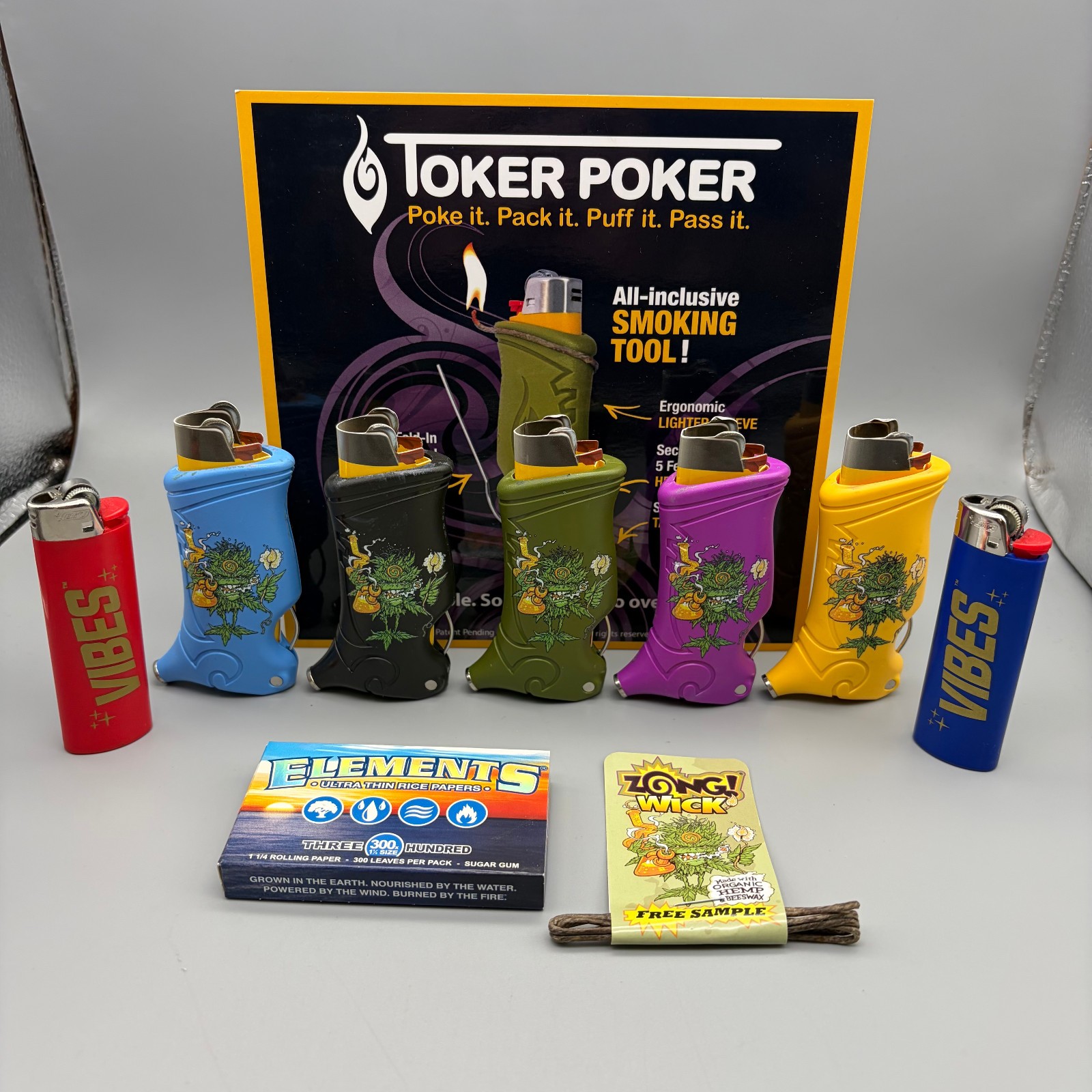 Toker Poker Combo Pack; Papers, Sleeve. Wick and Lighter w/ Free Shipping