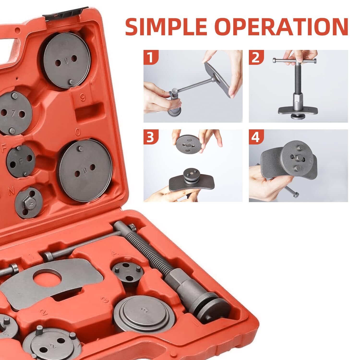 18Pcs Disc Brake Caliper Rewind Tool Auto Compressor Piston Pad Wind Back Kit