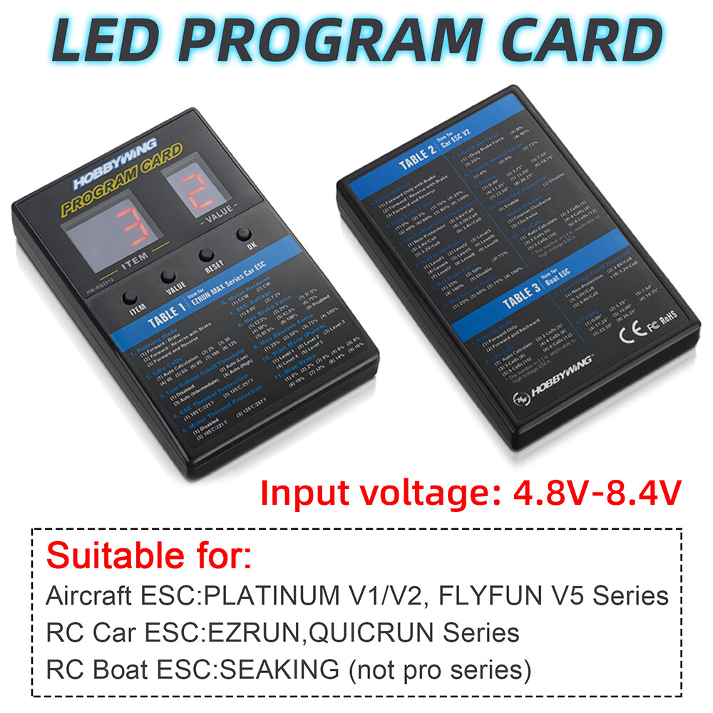 Hobbywing LED Program Card LCD Program Box OTA ESC Programmer for RC Car Boat
