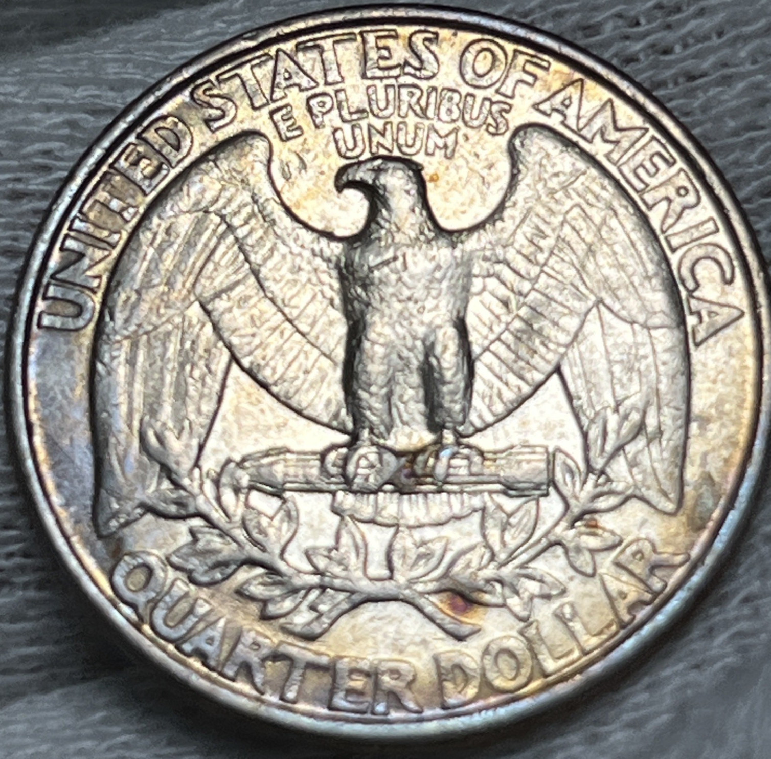 1993 P Washington Quarter Errors Strike Through Grease Rainbow Toning