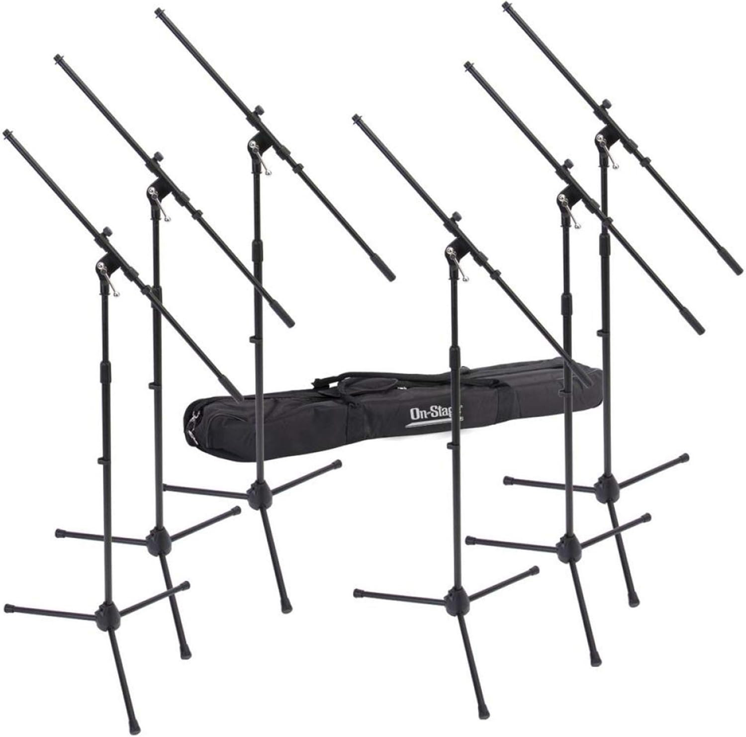 MSP7706 Euro Boom 6 Mic Stands W/Travel Bag (For Vocal and Instrument Microphone