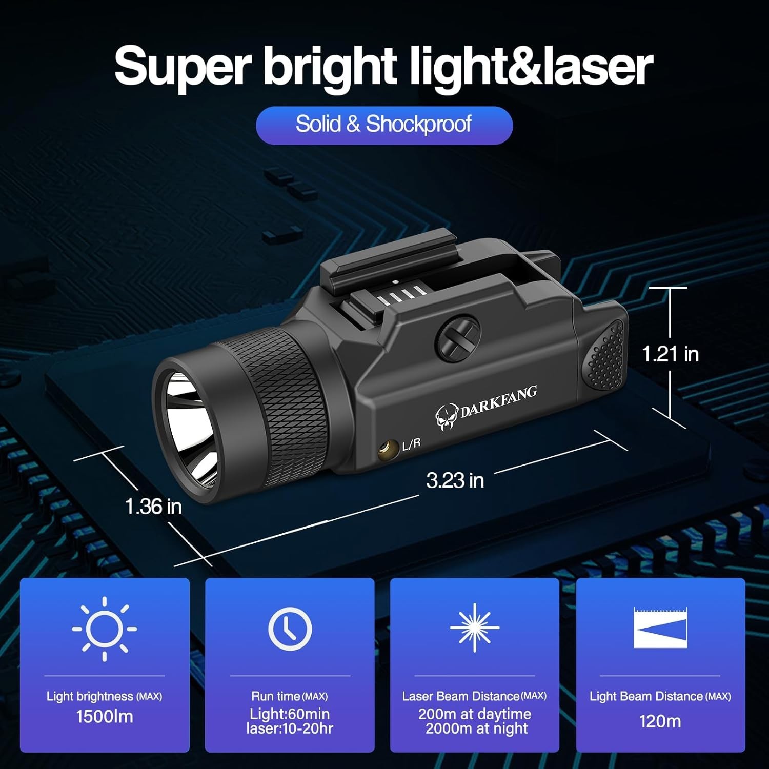 Tactical Flashlight and Green Laser Light Combo 1500 Lumen for Shotgun/Pistol...