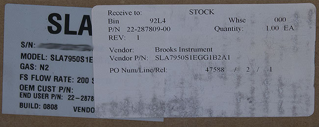 NEW Brooks SLA7950S1EGG1B2A1 N2 Mass Flow Controller Novellus PN: 22-287809-00