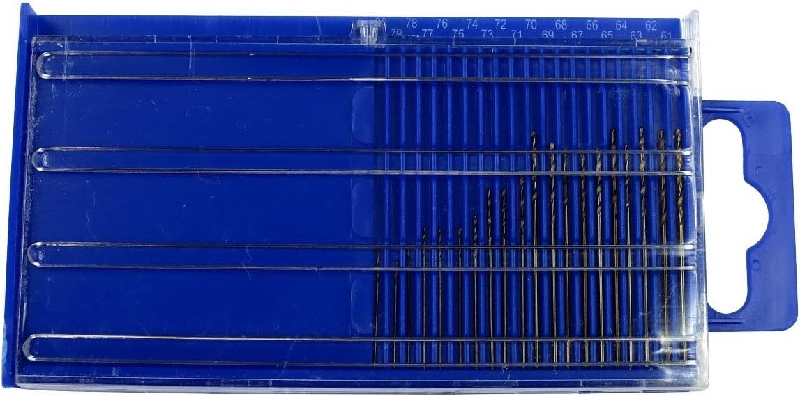 20pc HSS High Speed Steel Micro Index Drill Bit Set Wire Gauge #61-80