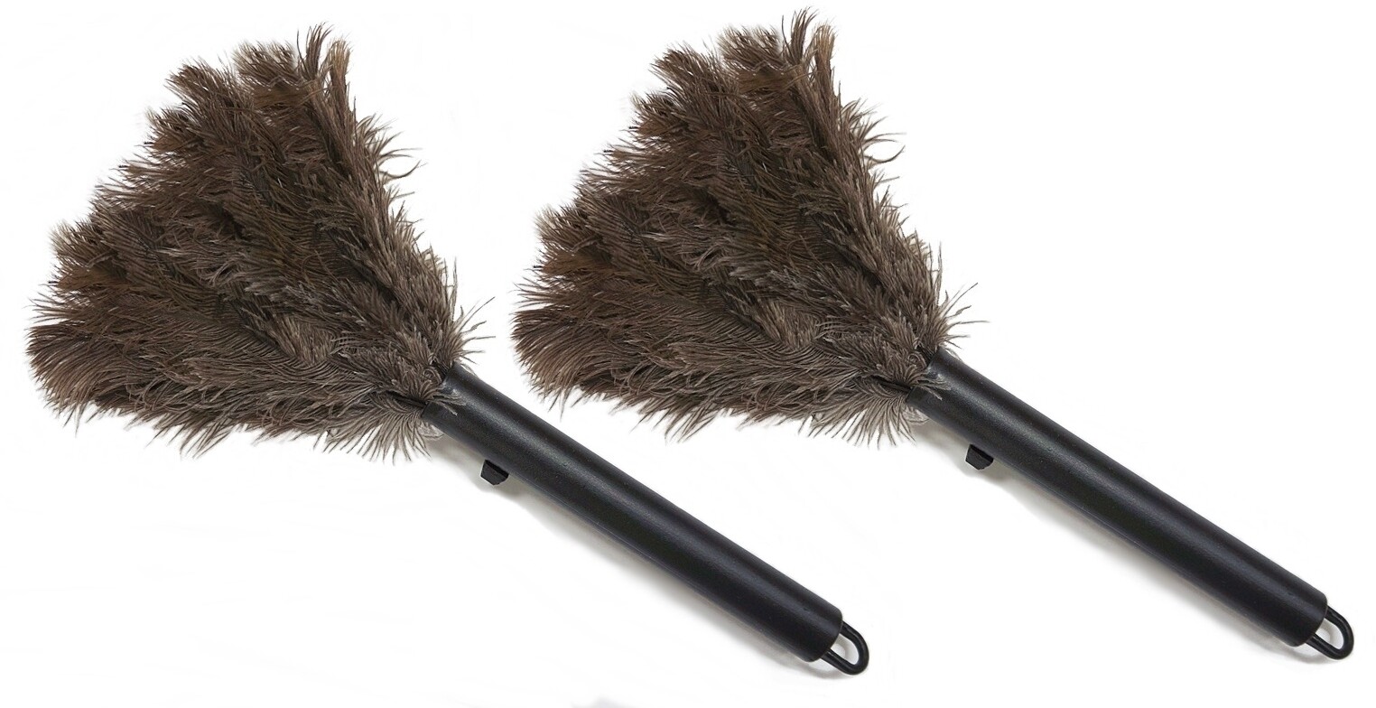 Qty. 2 Retractable Ostrich Feather Duster W/ Metal Coil Wire Binding ALTA