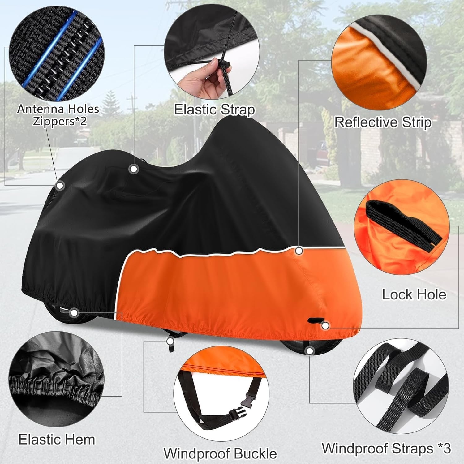 Trike Cover, Waterproof 3 Wheel Motorcycle Cover for Harley Davidson, Honda Gold
