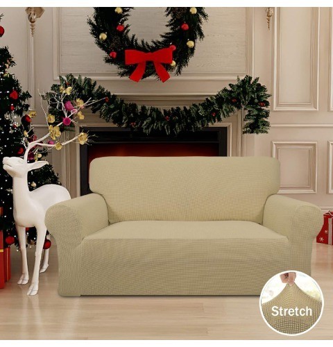 Upholstery cover Furniture protector, polyester spandex jacquard fabric, beige