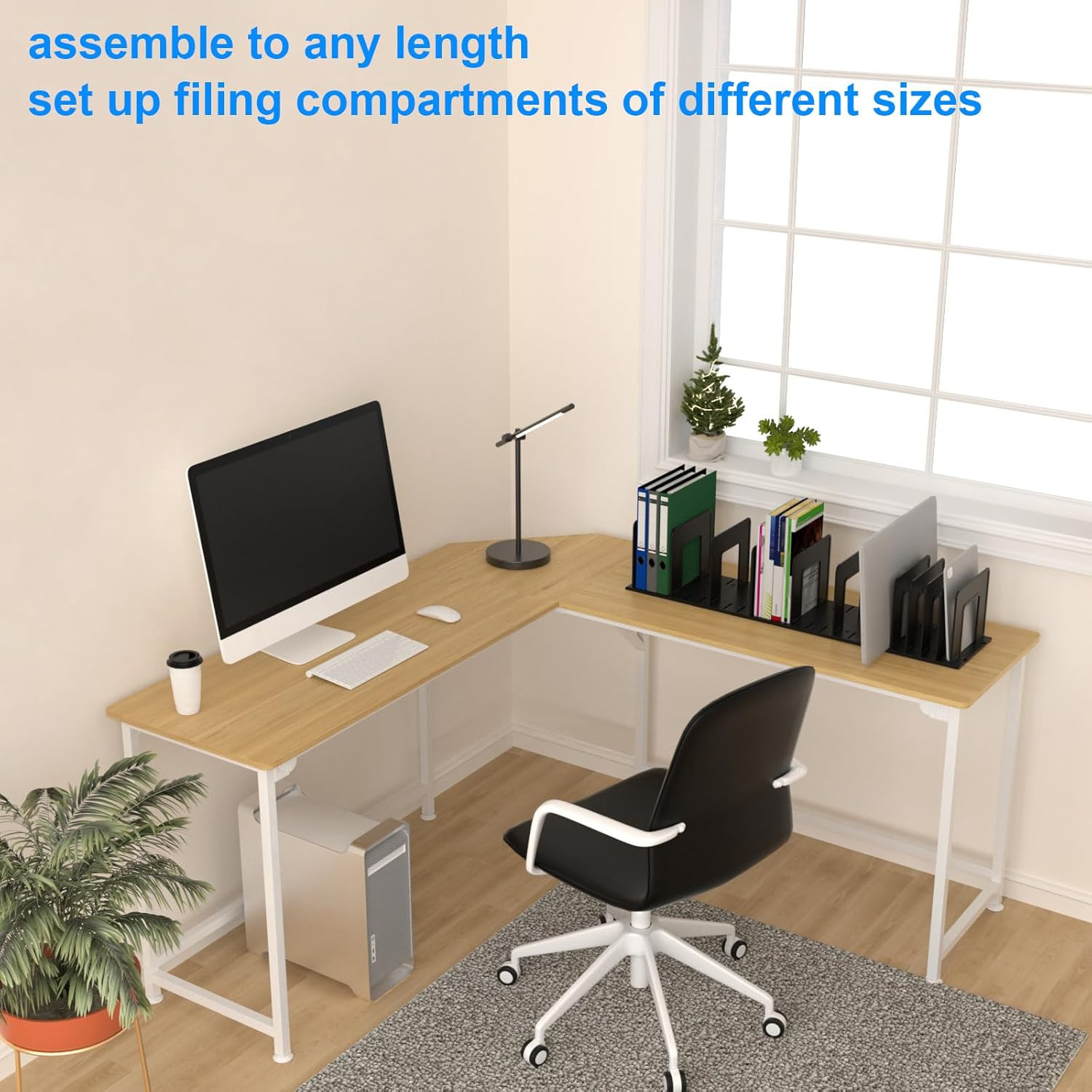 Adjustable Vertical File Sorter Sturdy Plastic Expandable Upright File Holder, D