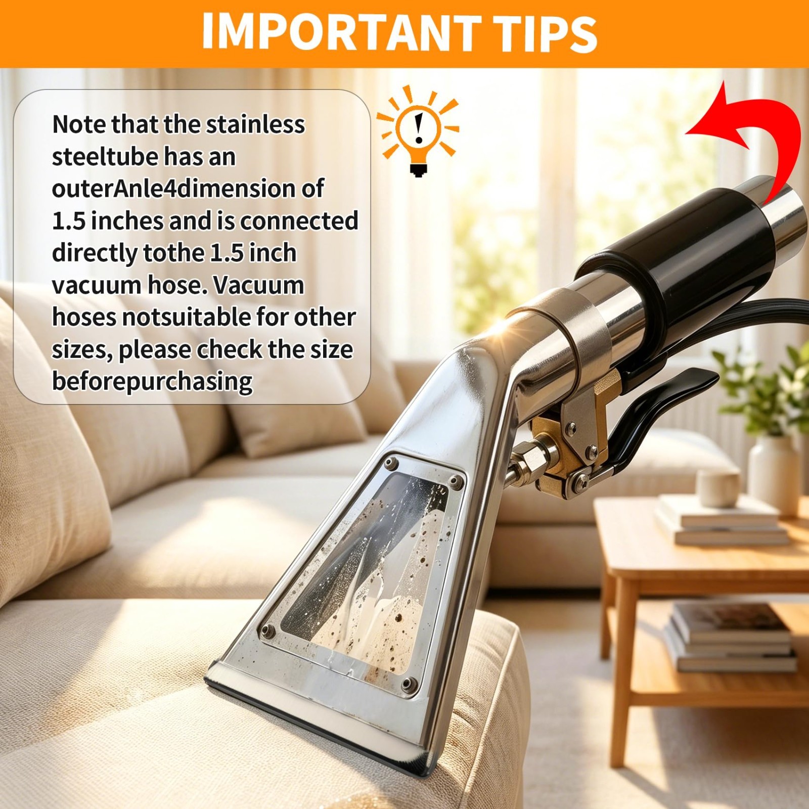 Upholstery Detailing Tool with Viewing Window, Carpet Cleaning Extractor Wand, A