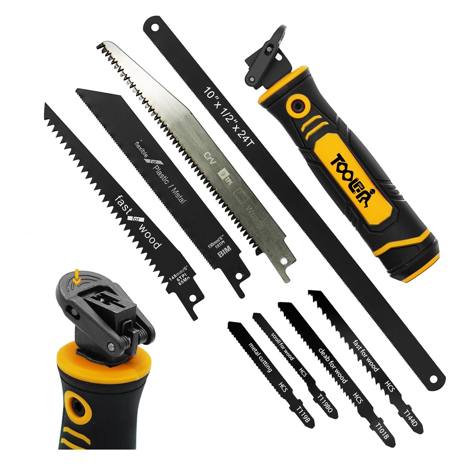 8-In-1 Multi Blades Hand Saw, Drywall Cutter. Hacksaw. Long 8-in-1 Yellow