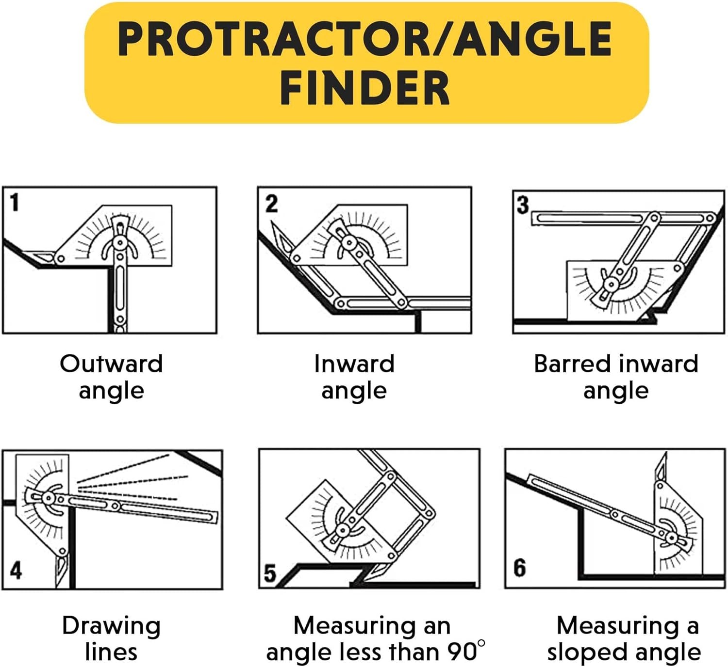 General Tools Protractor and Angle Finder #39, Stainless Steel, Outside,...