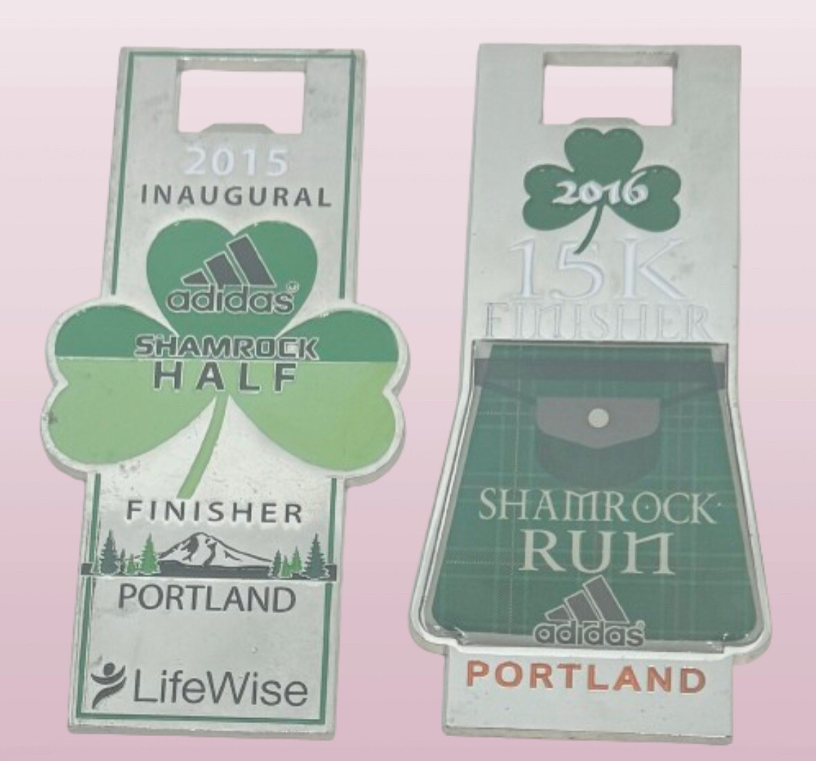 Shamrock Run Portland Oregon 15k Run Bottle Openers 2015 & 2016 Adidas Sponsored