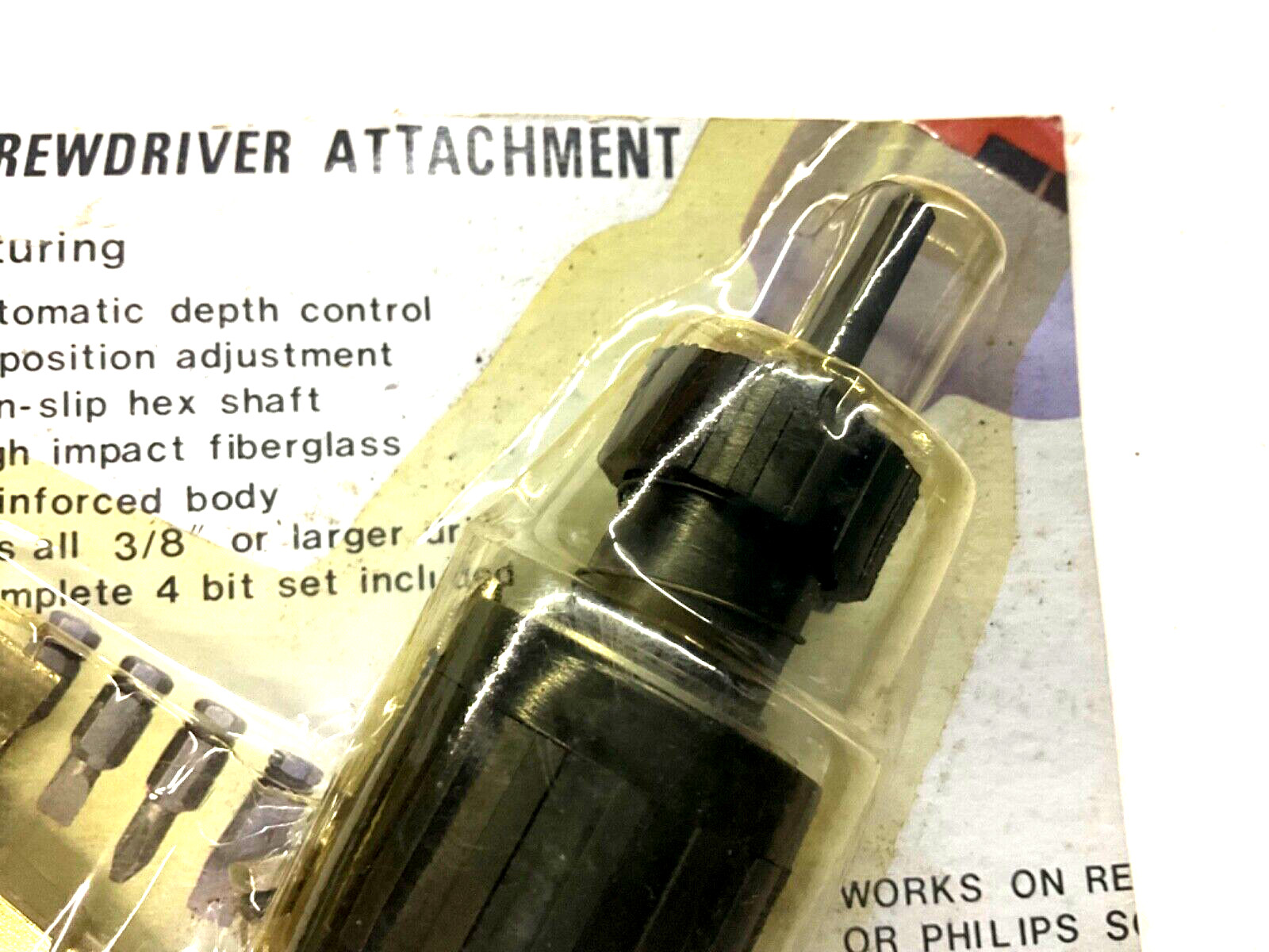NOS! SCREWDRIVER ATTACHMENT w/ BITS for POWER DRILL