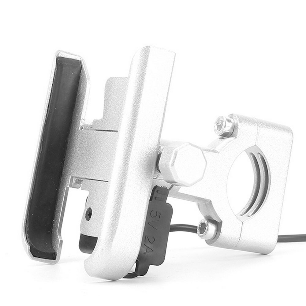 Universal Motorcycle Cell Phone Mount Holder with USB Charger Handlebar Install