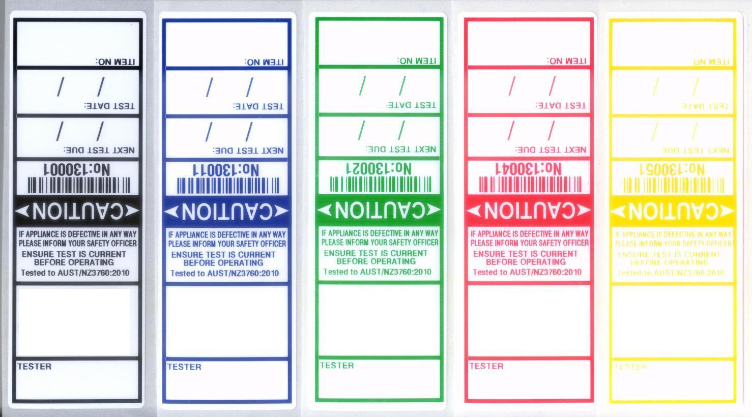 250 "PLAIN" ELECTRICAL / APPLIANCE TEST TAGS / LABELS. WITH "WRITE IN" SECTIONS