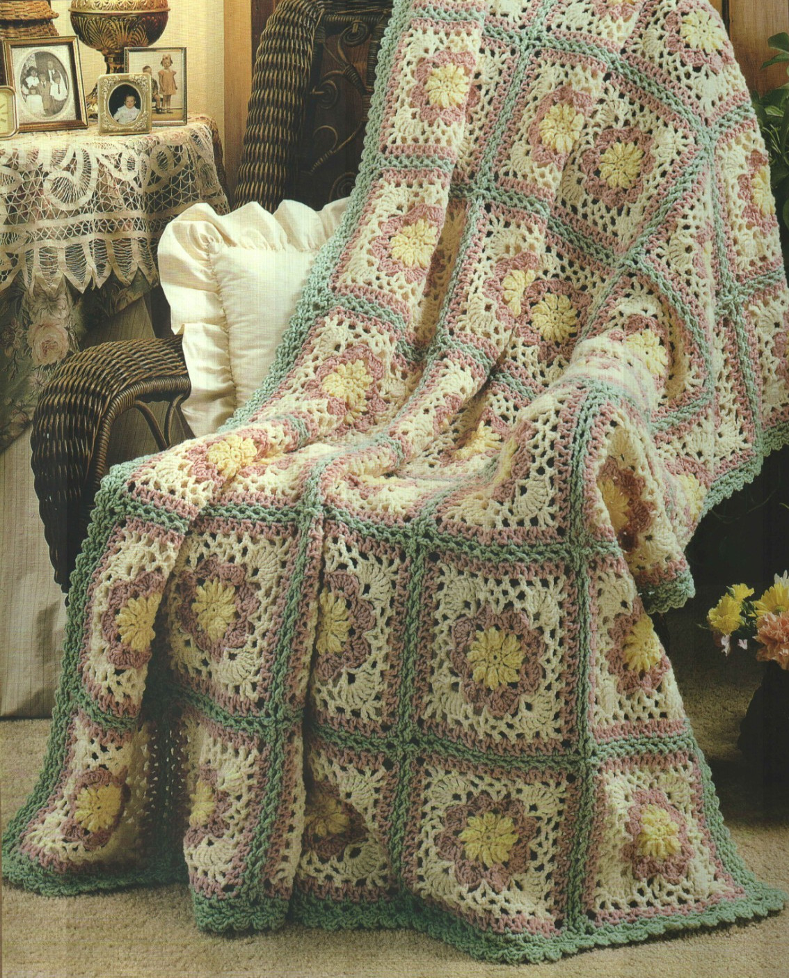 GARDEN OF FLOWERS AFGHAN HOME DECOR CROCHET PATTERN INSTRUCTIONS