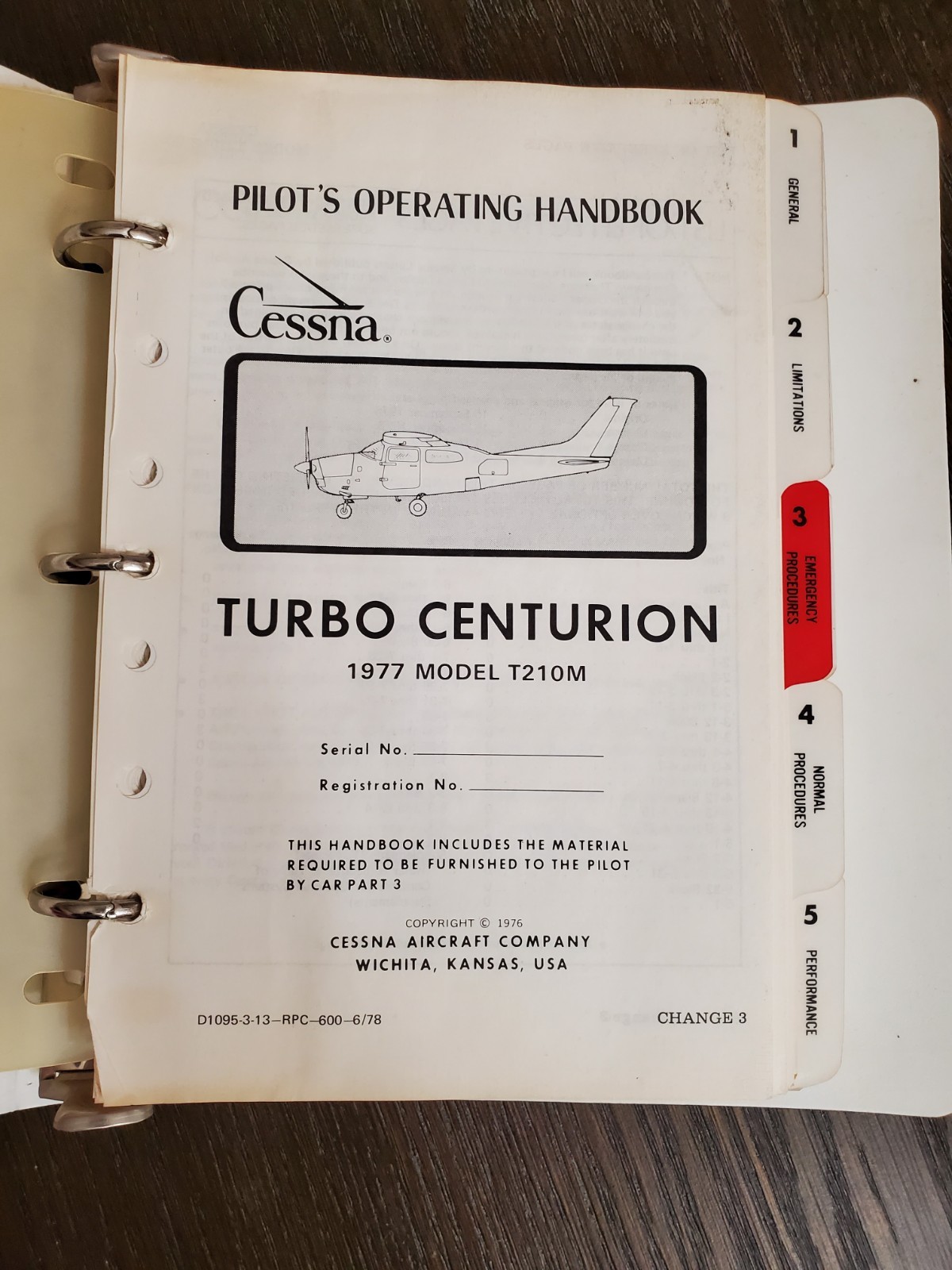 Cessna 1977 Turbo Centurion Pilot's Operating Handbook T210M POH