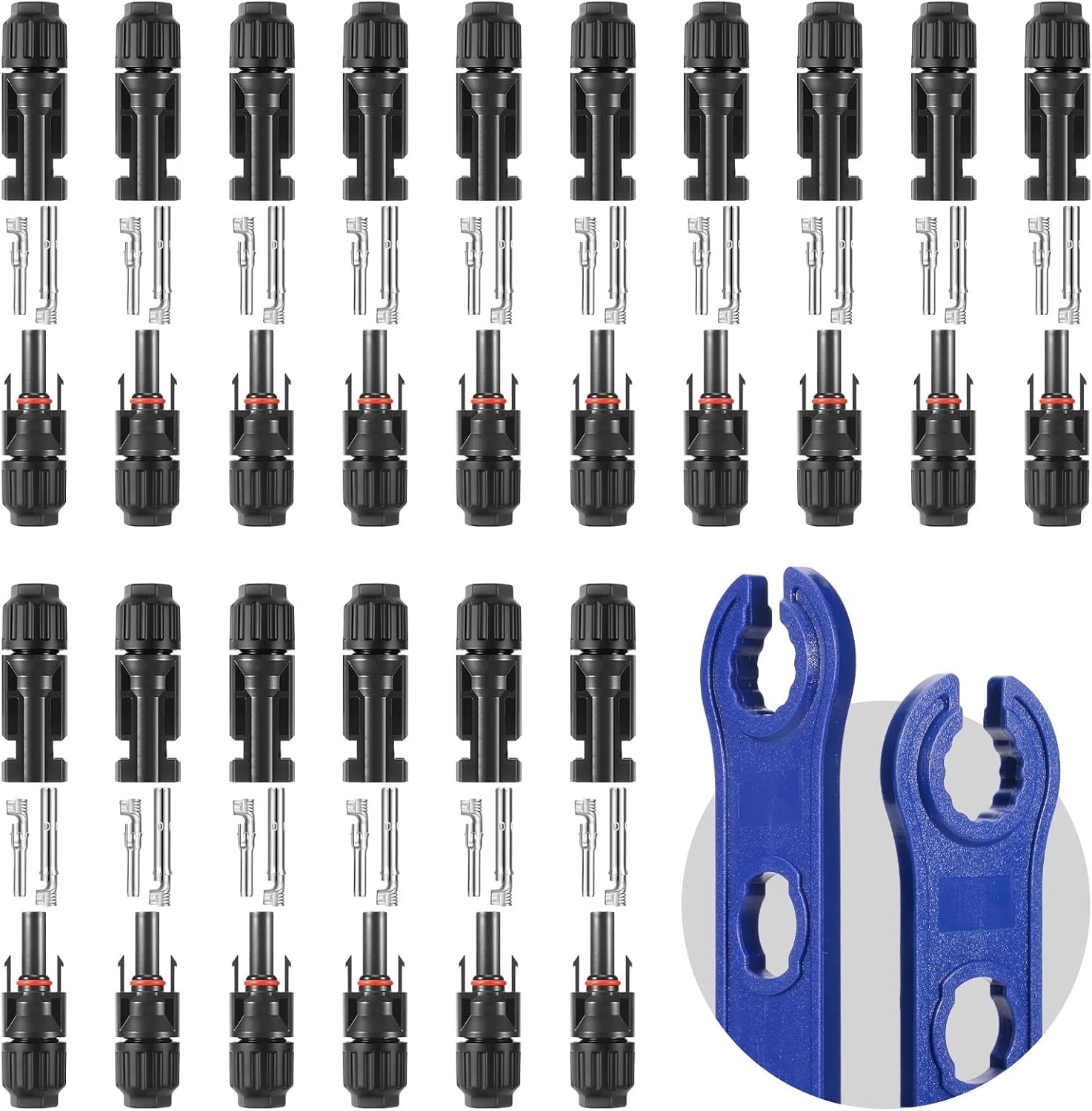 32PCS MC4 Solar Panel Connectors 1000V 30A IP67 10AWG Kit