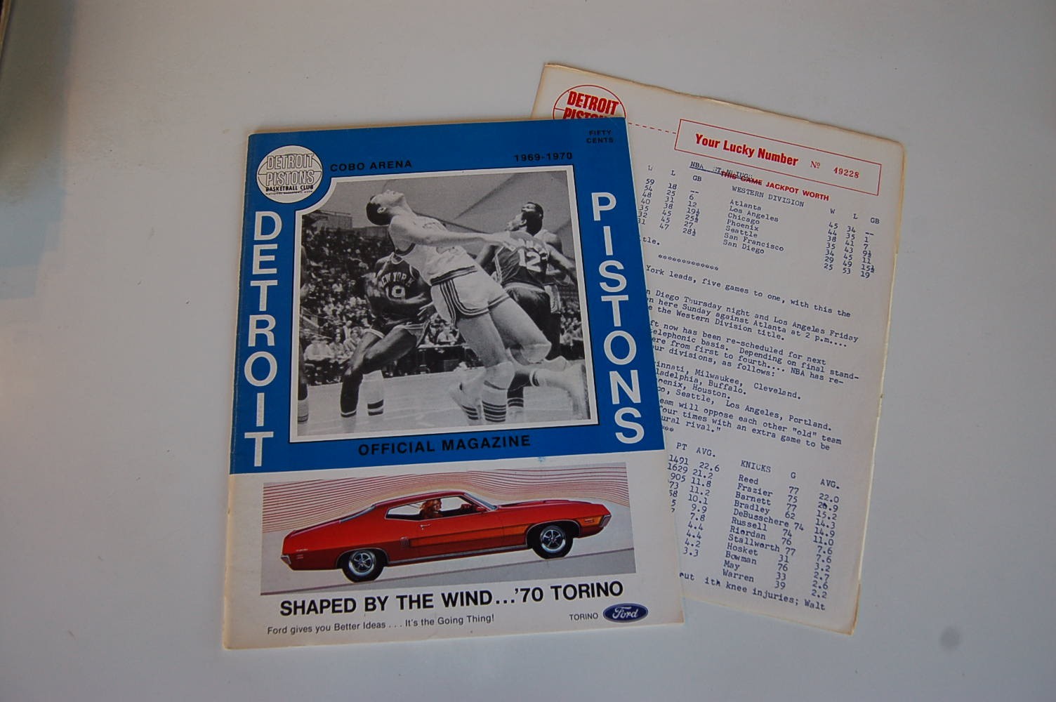 Group of 3 1969 - 1970 Detroit Pistons Basketball Programs