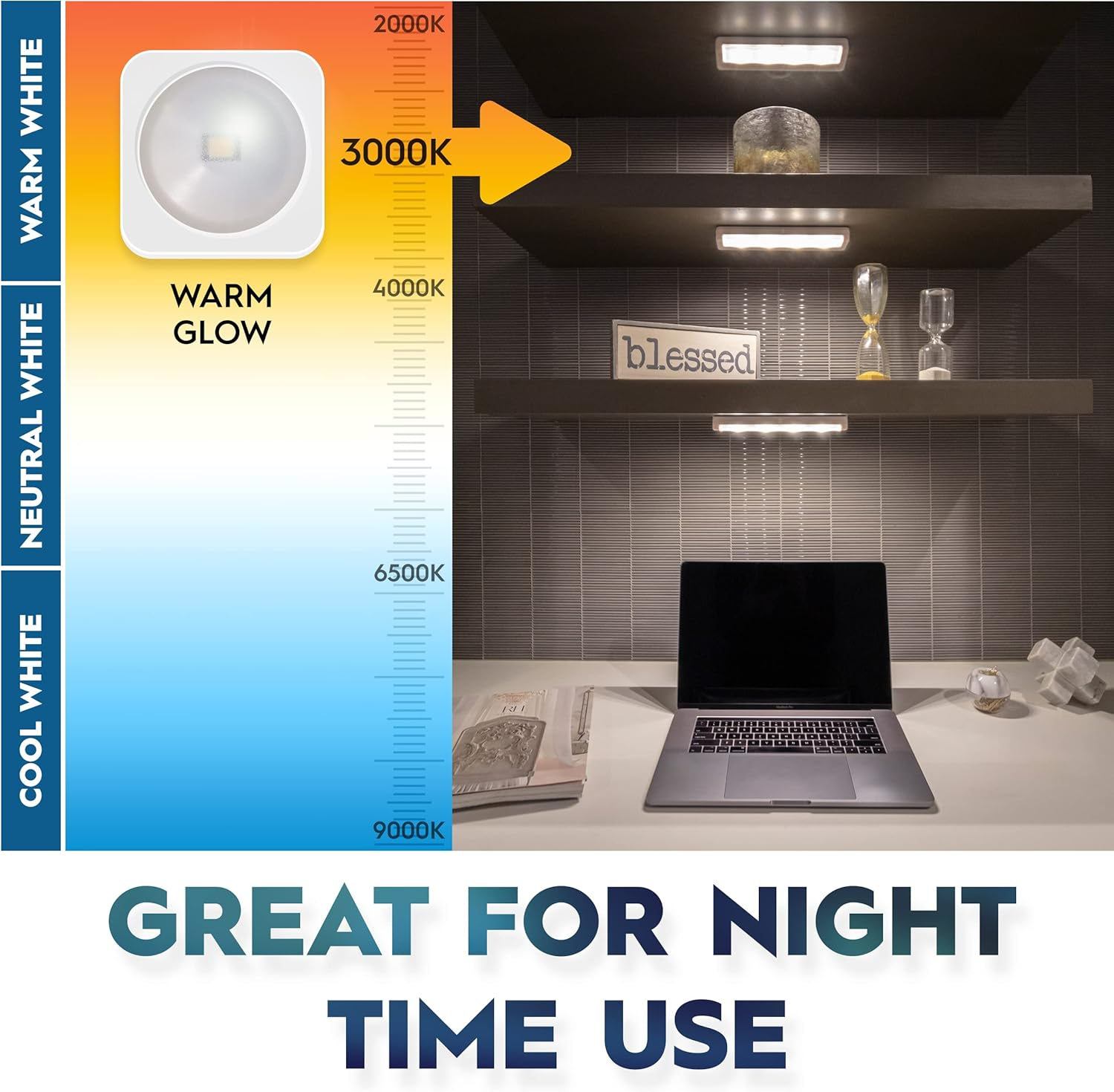 Wireless LED Stick on Light, under Cabinet Lights Battery Operated, under the Co