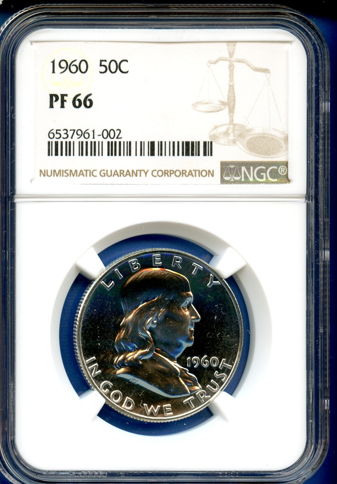 1960 P NGC PF66 Franklin Half Dollar 50c US Mint Coin 1960-P PF-66 Blast White