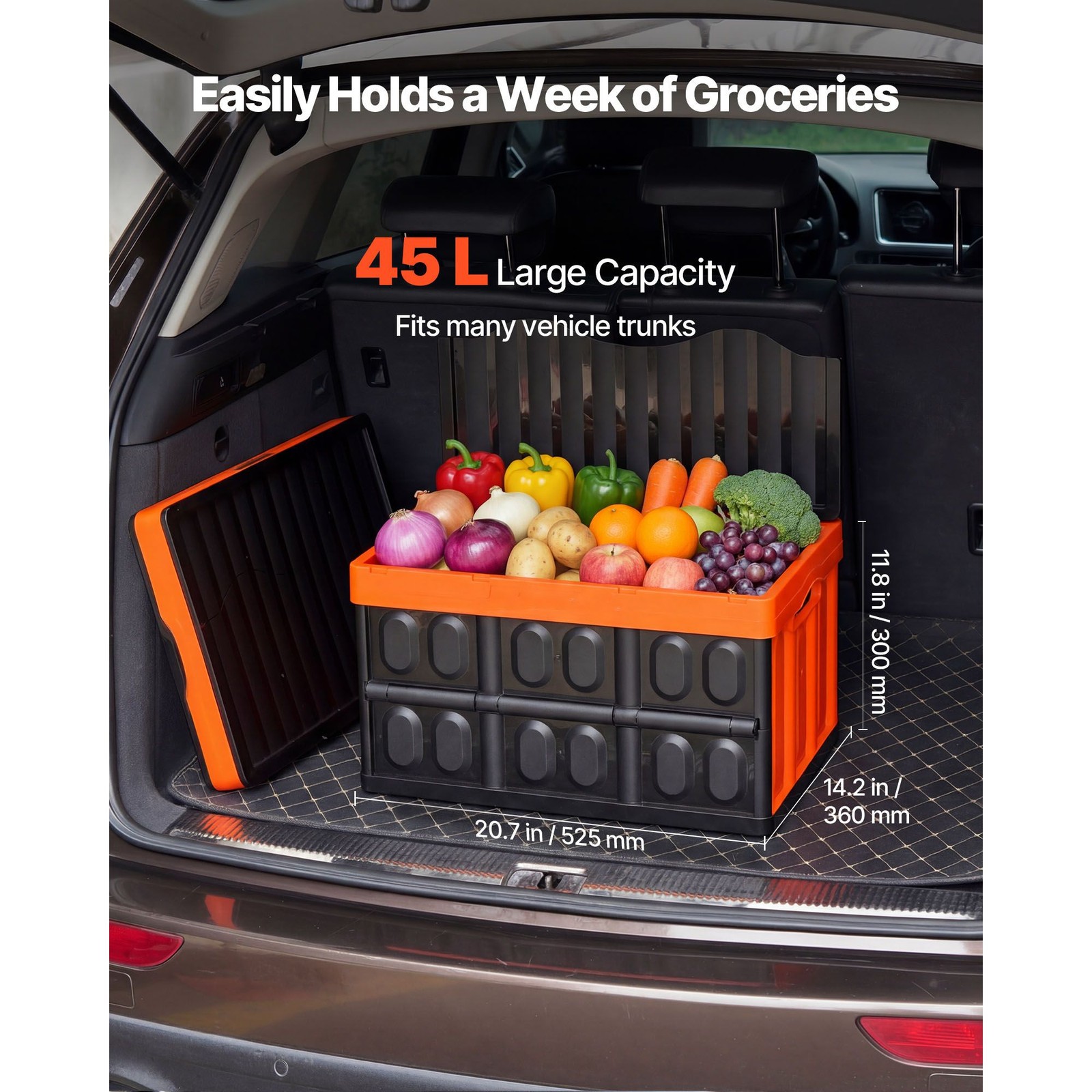 45L PP Foldable Storage Bins 3-Pack, Holds 44lb, Stackable