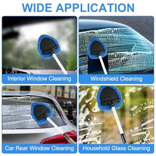 6 Pcs Windshield Cleaning Tool, Car Window Cleaner Kit triangle Blue - Triangle